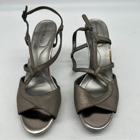 Bandolino Womens Swain Dress Pumps Sandals 9M Taupe Metallic Strappy Heeled - Picture 3 of 9